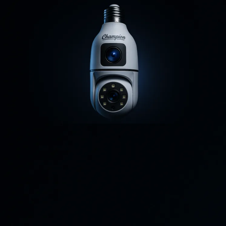 Champion PTZ Bulb Camera shown full length with its E27 screw base