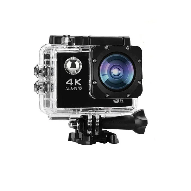 Champion 4K Ultra HD action camera in its waterproof housing