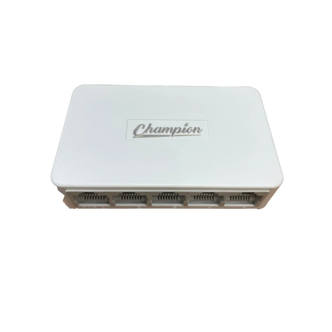 Champion unmanaged desktop gigabit switch in a white housing