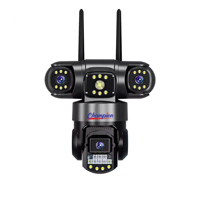 Champion three-lens outdoor PTZ camera with dual antennas