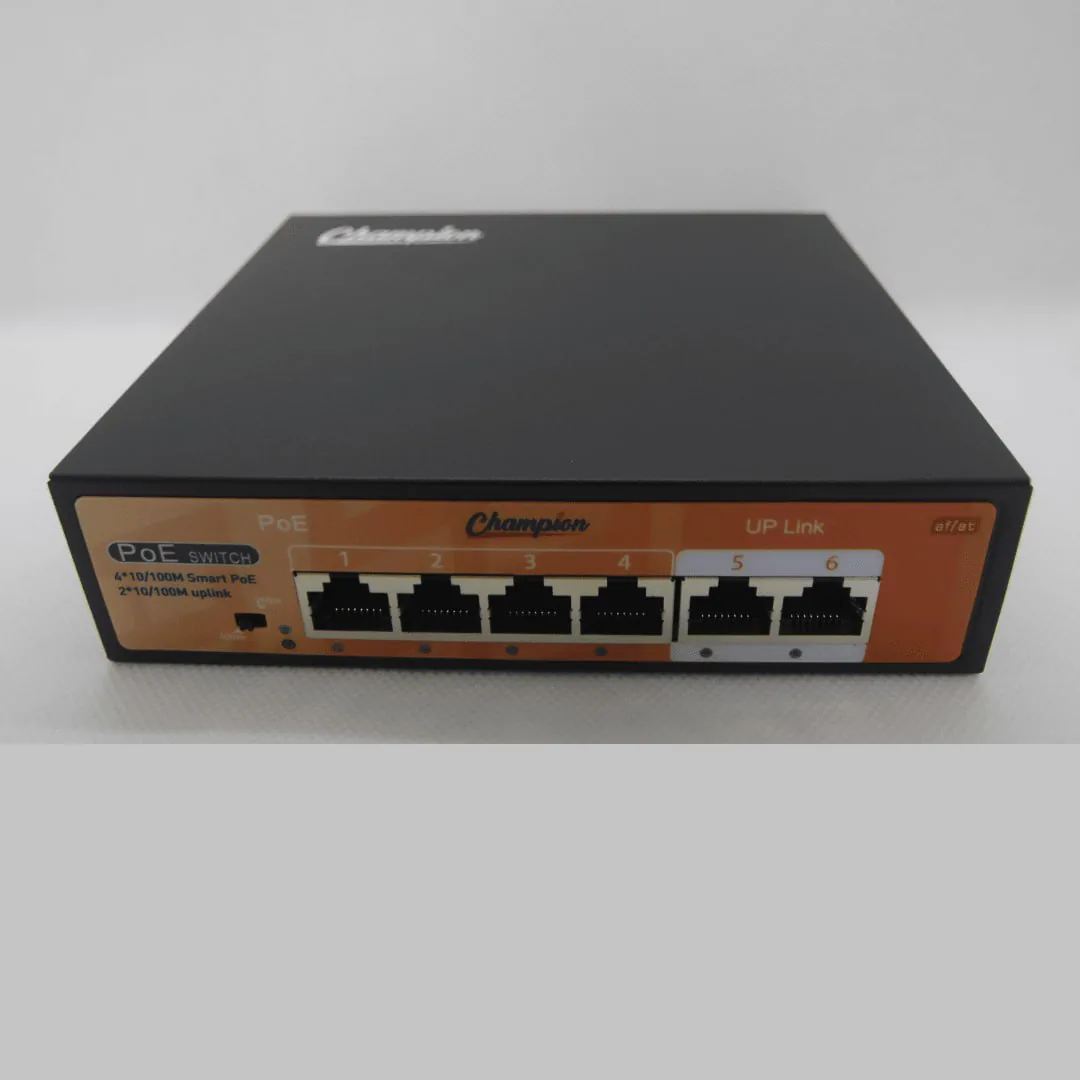 Champion compact five-port PoE desktop switch
