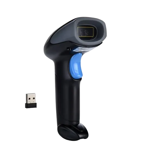 Champion E780 wireless laser barcode scanner with its USB receiver